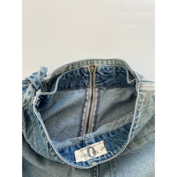 We The Free Womens Raw Hem Denim Zip Up Tie Waist Skort Blue Size 0 - Picture 4 of 8